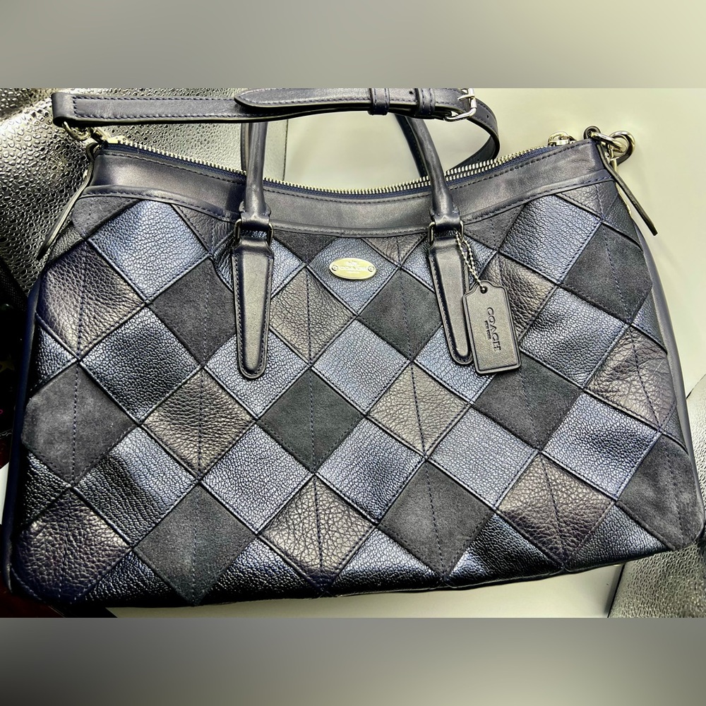 🛑SOLD🛑 Coach Navy Blue Morgan Patchwork Leather Satchel NWT Fast Shipping F36698 - Picture 6 of 14